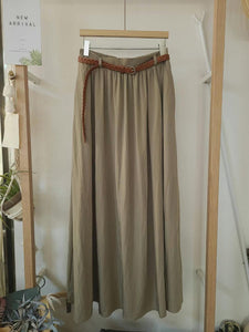 Natural Style Skirt With Belt