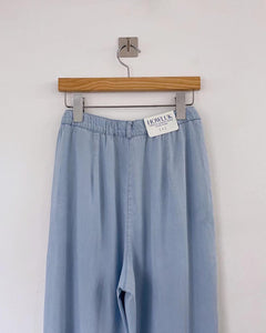 Cotton Denim-Like Flat Pants