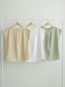 Inclined Pleating Chiffon Top