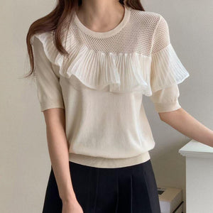 Classic Ruffle Netted Top