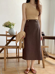 Comfortable Linen Midi Skirt