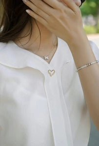 Pearl Heart Deco Collar Top