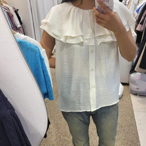Double Ruffle Button-Up Top