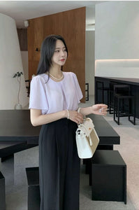 Pleated Neck Simple Top