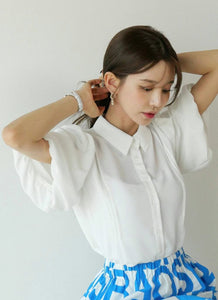 Trumpet Sleeves Shirt With Pleating