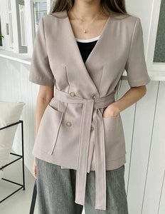 Summer Double Breasted Blazer With Blet