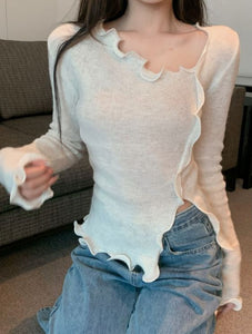 Wave Edge Knitted Top
