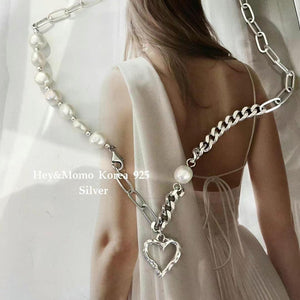 高 貴 典 雅 | 925銀縷空愛心珍珠頸鏈