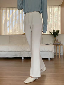 Elastic Fabric Bell-Bottom Pants